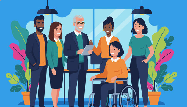 Diverse inclusive business team smiling in the office Teamwork and professional equality