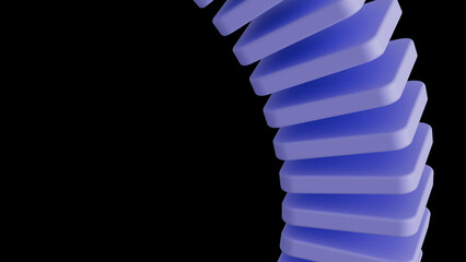 Abstract Purple Blue 3D Twisted Spiral on Black Background
