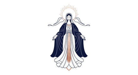 Elegant illustration of a serene figure with a halo and flowing robes