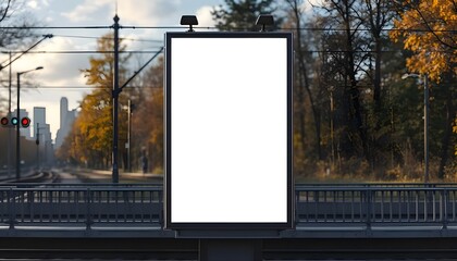 Vertical billboard in an urban outdoor environment for advertising placement, marketing campaigns, and promotional design mockups