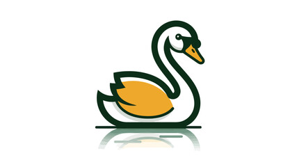 Elegant swan illustration minimalist design with green white and orange accents