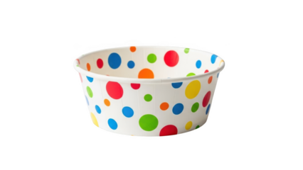 White paper bowl with colorful polka dots image
