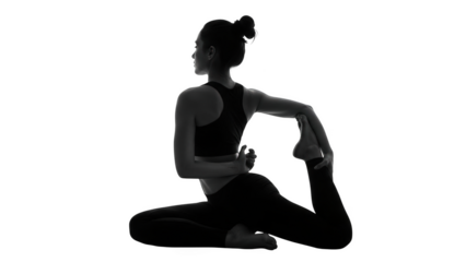 Woman in yoga pose silhouette fitness exercise