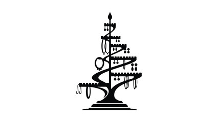 Fototapeta premium Elegant black candelabra with multiple candle holders and decorative design elements on white background, perfect for luxury home decor or event planning