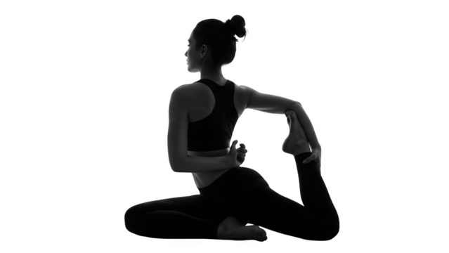 Woman in yoga pose silhouette fitness exercise - Powered by Adobe