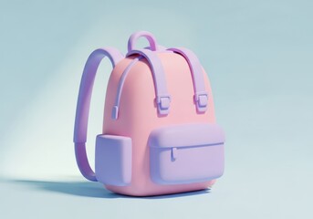 Cute stylized school bag rendered with soft pastel colors against a light background