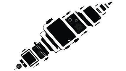 Modern smartwatch wearable device technology illustration isolated on white background with sleek design and black and white colors for tech advertising and product promotion