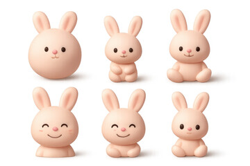 Cute rabbit icons collection for easter and spring-themed design projects