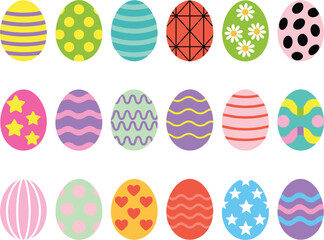 Vibrant collection of decorative Easter eggs with diverse patterns holiday spring