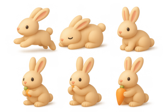 Adorable rabbit icon set for spring design and decoration projects - Powered by Adobe