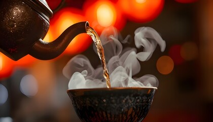 Night Market Teapot Pour &mdash; Atmospheric Asian Tea with Lantern Bokeh & Steam