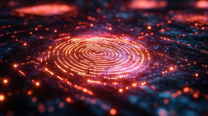 Futuristic Fingerprint Scan - Digital Security and Biometric Authentication Concept.