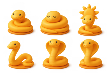 Cute cartoon snake icons collection for creative design and decoration