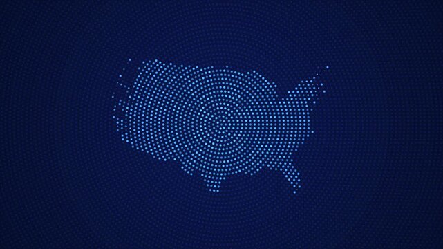 Digital United States Map with Dotted Flicker and Scale Reveal Animation