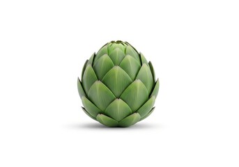 Fototapeta premium Single green artichoke vegetable rendered with realistic detail against a white background