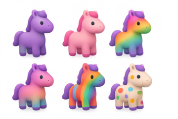 Colorful cartoon horse icons for kids' room decor and educational materials