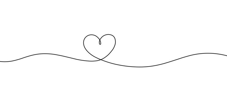 line with a heart shape in the middle, simple black and vector divider or separator element