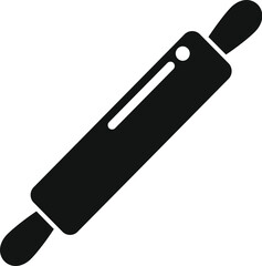 Black silhouette of a rolling pin, a kitchen utensil used to flatten dough, ideal for culinary and baking projects