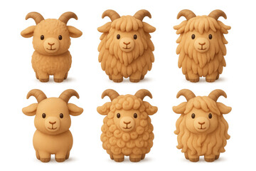 Obraz premium Cute cartoon goat icons collection for design projects and educational materials