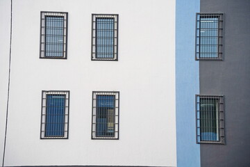 Metal bars on the windows in the juvenile colony.