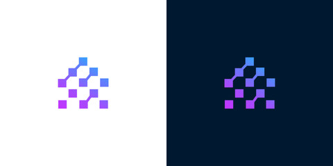 Abstract geometric digital network connection logo design