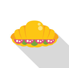 Croissant sandwich with salami, lettuce and mayonnaise filling, representing a tasty and convenient meal or snack