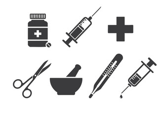 Set of medical icons minimalist vector illustration