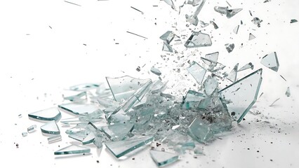 Naklejka premium Explosion that resembles shattered glass isolated on white background With shadow. AI GENERATED. 