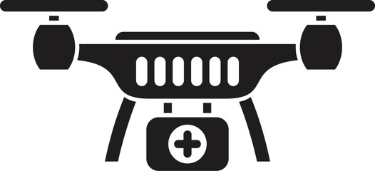 Quadcopter drone carrying medical supplies, providing rapid assistance and healthcare delivery in emergencies