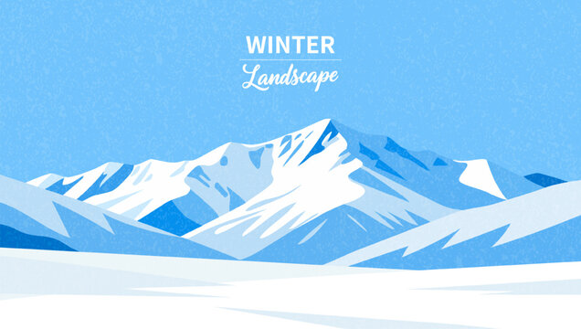 Winter vector illustrations of snow-capped mountains in winter, suitable for travel posters or seasonal promotional posters, and for designing media banners.