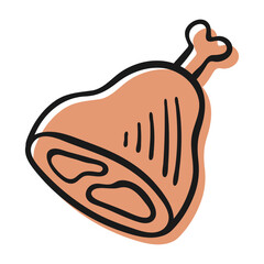 Hand Drawn Doodle Meat Icon