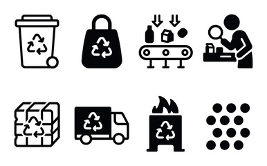 Recycling icon set - waste management and sustainability concepts