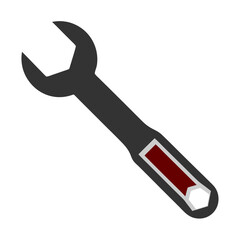 Modern dark grey wrench icon with a red handle accent, symbolizing repair and maintenance