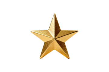 Golden five-pointed star with metallic texture and bright appearance
