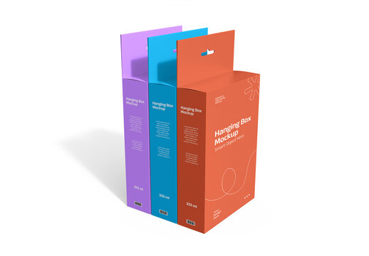 Three Hanging Box Mockup