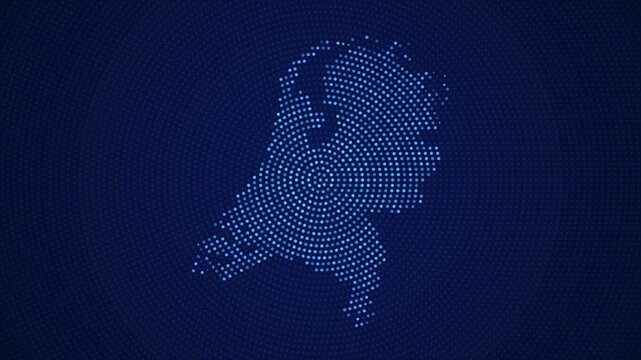 Digital Netherlands Map with Dotted Flicker and Scale Reveal Animation