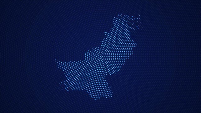 Digital Pakistan Map with Dotted Flicker and Scale Reveal Animation