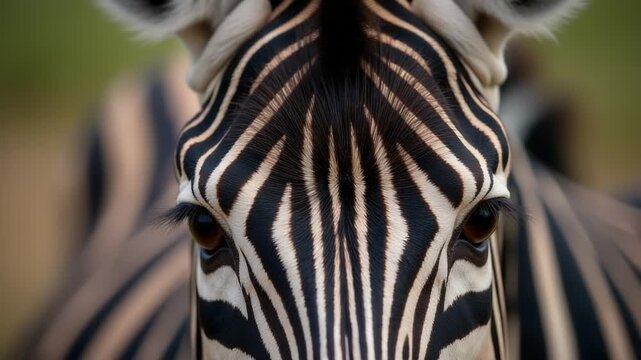 Video A zebra's face with other zebras in the background, ideal for wildlife or nature-themed projects