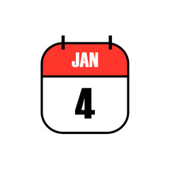 Red and white calendar icon showing January 4 in bold black font, commemorating World Braille Day, honoring Louis Braille and accessibility awareness worldwide