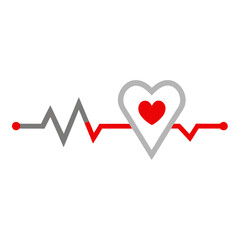 heart symbols represent healthcare and monitoring.