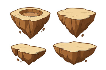 Stylized floating fantasy islands and rocky platforms game assets collection