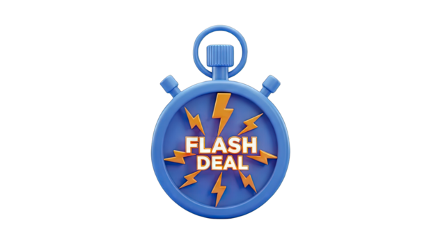 Flash Deal Stopwatch Icon on White Background - Powered by Adobe