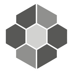 hexagonal grid in metallic silver and gray tones