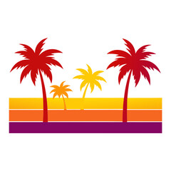 tropical vacation aesthetic on white background.