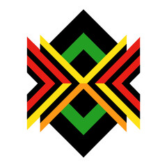 red, yellow, green, black in striped pattern on white background