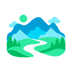  landscape contours in soothing blues and greens