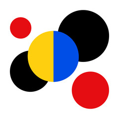 primary shapes and colors in balanced layout.