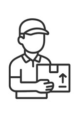 Professional delivery worker holding a cardboard package for shipping and logistics