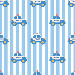 Cars and Construction Vector Seamless Pattern Vehicles Pattern Seamless Vector Design with Diggers, Bikes Excavators © impatterns