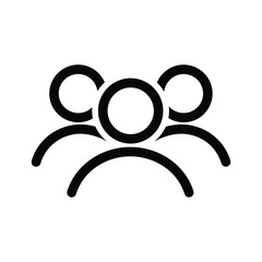 Three people icon outline symbol for team, group, users, community, or social network